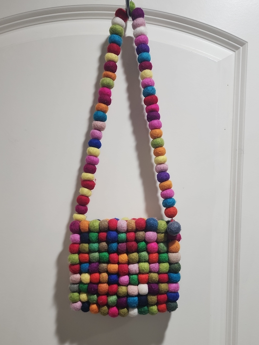 BNB Design Color & Style of USA felted wool pom-pom shoulder bag
